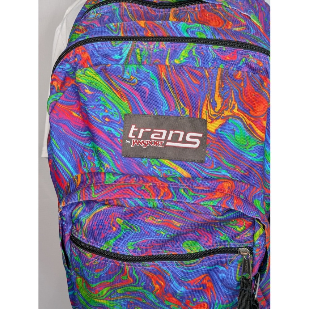Trans by JanSport Backpack Multicolor Rainbow Swirl Laptop School Bag - Picture 7 of 11